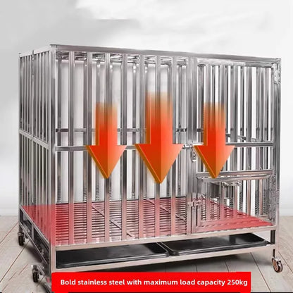 Large Dog Cage Outdoor Stainless Steel Folding Fence with Strong Load-bearing Capacity Bottom Extraction Tray for Dog Supplies