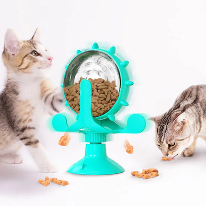 cat treat wheel, interactive puzzle feeder,  food dispensing toy, fun cat games, indoor cat entertainment