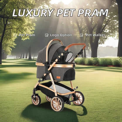 Pet Stroller, Detachable Carrying Basket, Suitable for Cats and Dogs, Spacious and Comfortable Travel, Carrying Soft Cushions