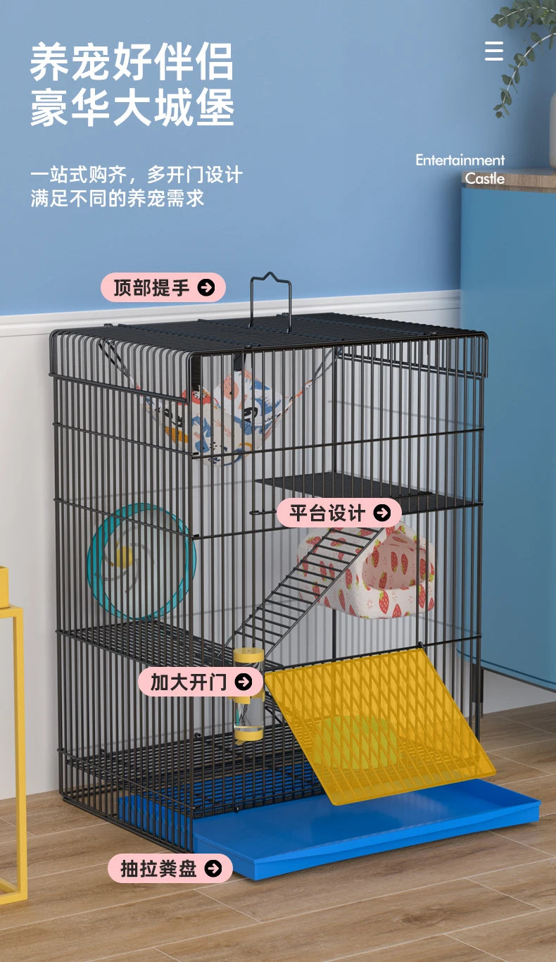 ‌Jumbo Hedgehog Sugar Glider Cage - Reinforced Escape-Proof Habitat, Chew-Resistant Large Base for Rats Hamsters