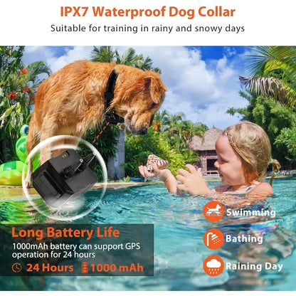 Electric Wireless GPS Dog Fence, Safe Dog Containment System GPS Boundary, Radius up to 999 Yards, Waterproof Training Collar