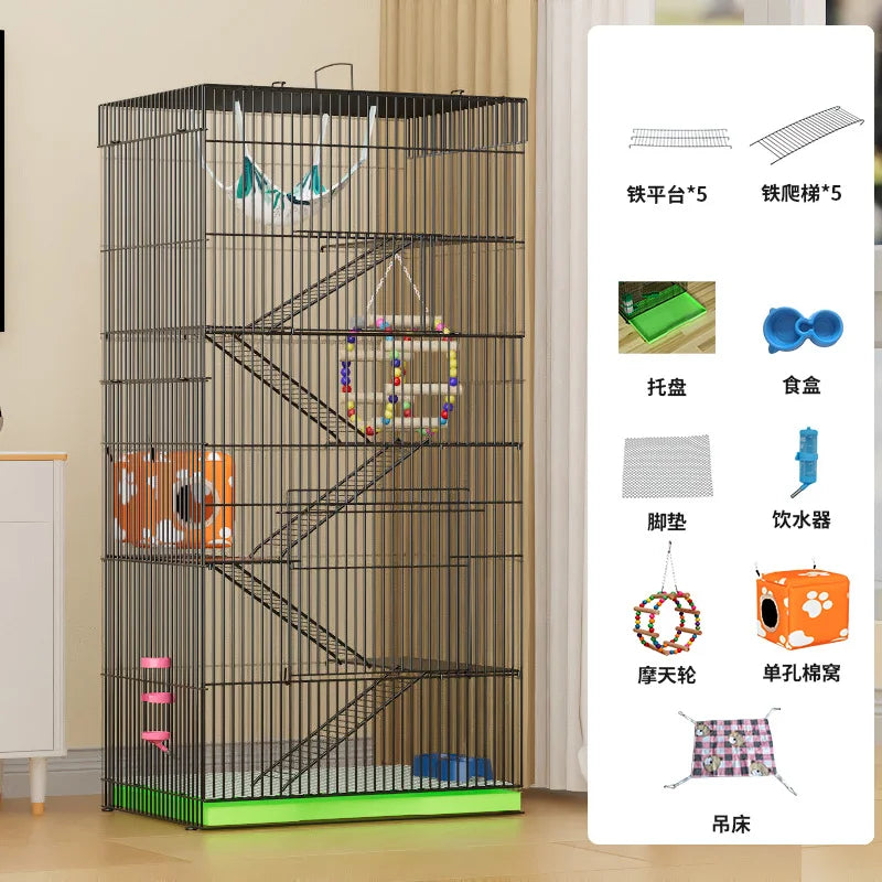‌3-Tier Extra Large Small Pet Cage - Sugar Glider Ferret-Proof Habitat, Multi-Level Rat Mansion Villa, Chew-Proof Removable Tray