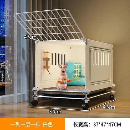 JC Rabbit Cage Household Extra Large Double Layer Indoor Automatic Manure Cleaning Dutch Pig Cage Two-Story Platform Villa