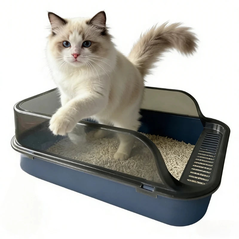 Heavy - Duty Semi - Enclosed Litter Box, High Sides Anti - Splashing, Odor - Proof, Large Capacity, Perfect for All Cat Stages