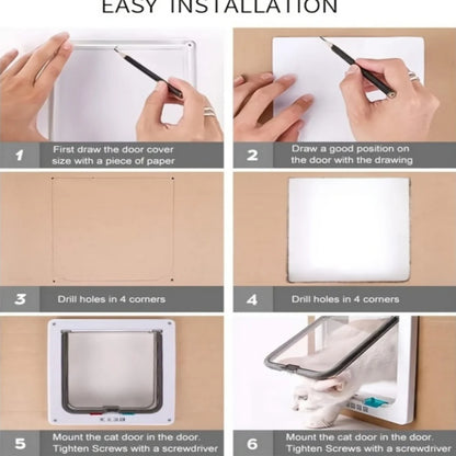 1 set, four-way safety lock flip door | weatherproof PVC pet door, suitable for cats and dogs, cat doors, dog doors