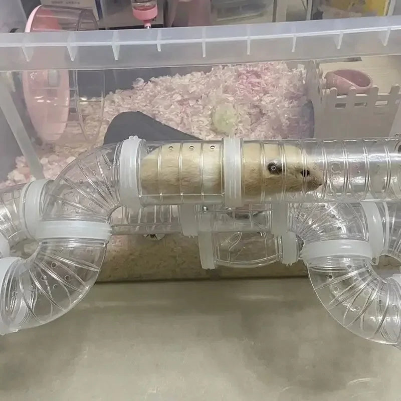 Hamster Tube Set Transparent Curved Tube Pet Cage Tunnel Connection Tunnel Exercise Toy Suitable for Mice Hamsters Rats and Ot