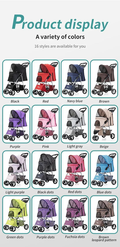Pet Stroller Lightweight Folding Universal Wheel Cat Dog Travel Breathable Pet Stroller Outdoor Stroller for Small Medium Pets
