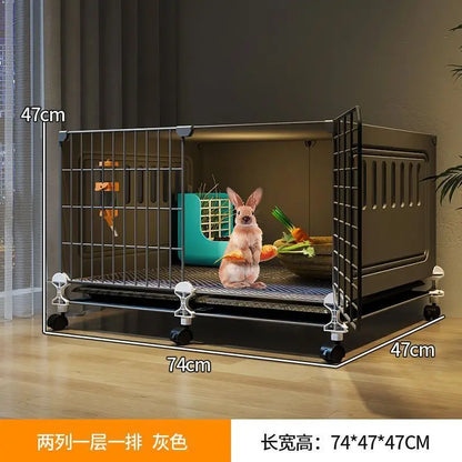 JC Rabbit Cage Household Extra Large Double Layer Indoor Automatic Manure Cleaning Dutch Pig Cage Two-Story Platform Villa