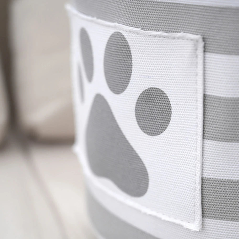 Striped Claw Round Dog Pet Toy Basket Clothes Storage Box with Handle Pet Supplies