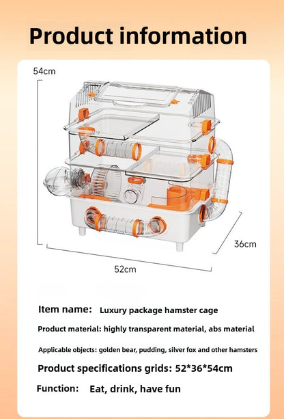 Hamster Cage Wear Resistant and Durable Large Space Detachable Hamster Acrylic Cages Breathable Hamsters Accessories Products