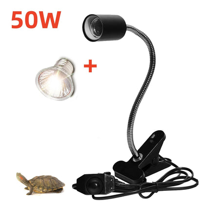Reptile Heat Lamp UVA UVB Light Rotatable Basking Spot Light Simulated Sunlight For Turtle Lizard Clip-on Lamp Holder 25-75W
