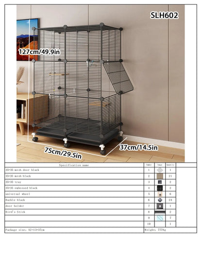 Large Bird Cage with Toilet Breeding Cage Suitable for Mynas, Budgerigars, Cockatiels, Finches, Thrushes, Multi-Layer Iron Bird Nest