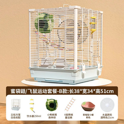Small Pet Cage Insulated Habitat for Sugar Glider Degu Mouse Rat Chinchilla Ferret with Dense Metal Wire
