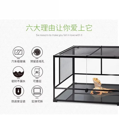 Climbing Pet Ecological Tank for Lizard and Chameleon Breeding,Landscape Reptile Box Suitable for Tortoise Snake and Multiple