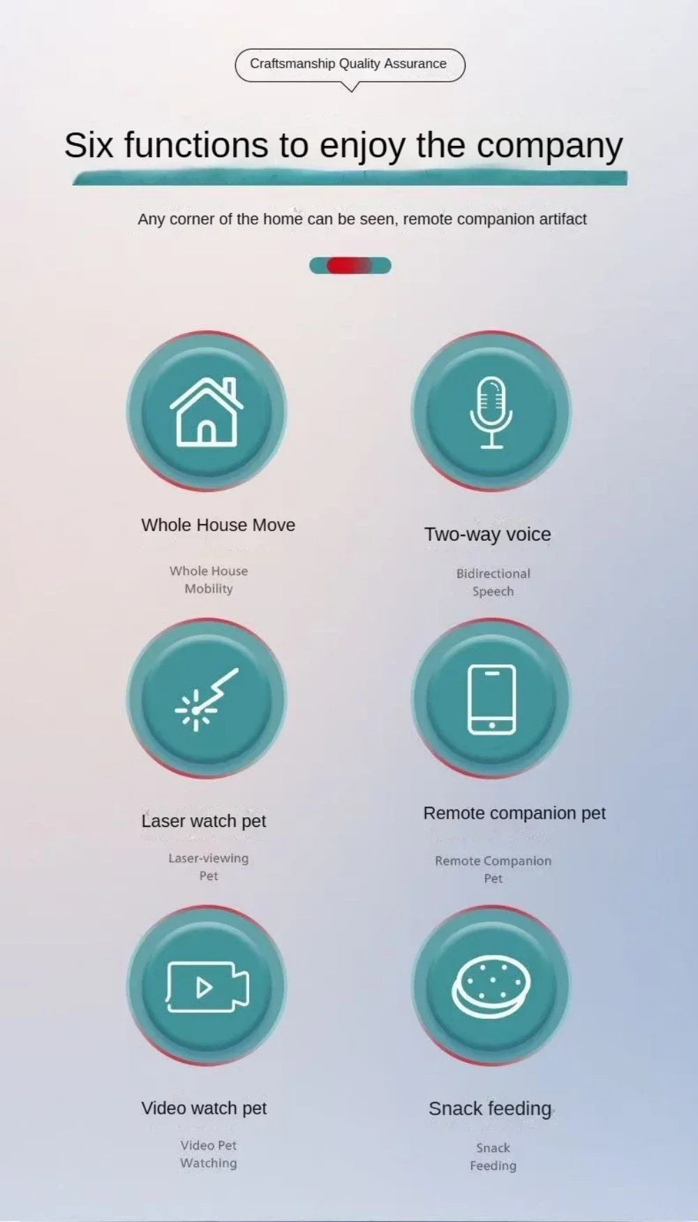 Pet Robot Camera 2MP HD Wifi Cameras Motion Detection Two Way Audio Indoor Dog Treat Camera  Dispenser Feeder for Home Security