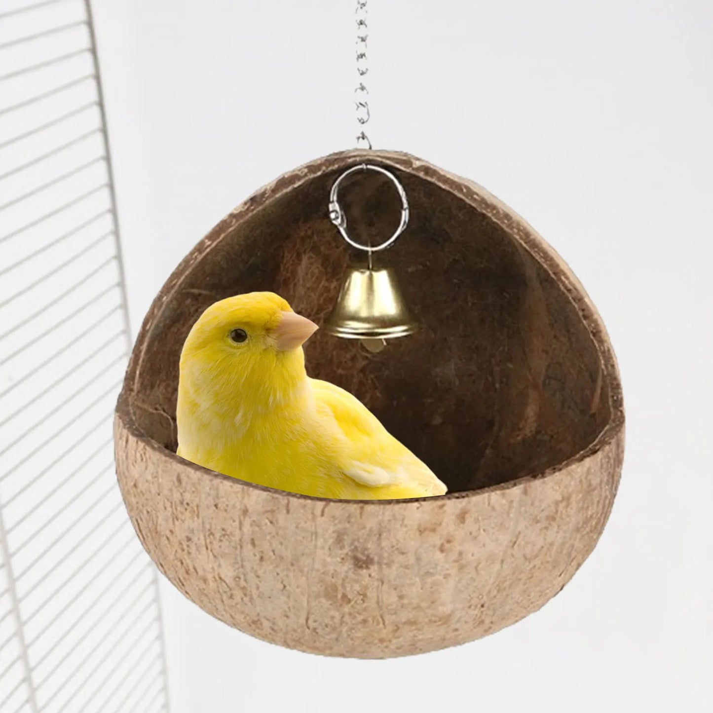 Coconut Shell Bird Nest Bird Cage Coconut Parrot House Outdoor Coconut Bird Shell for Lovebird Canary Hamster Budgies Parrot