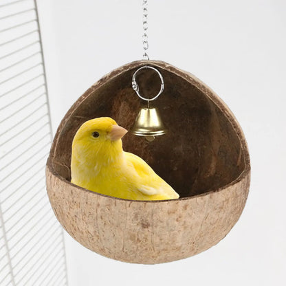 Coconut Shell Bird Nest Bird Cage Coconut Parrot House Outdoor Coconut Bird Shell for Lovebird Canary Hamster Budgies Parrot