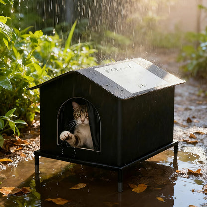 Cat House for Outdoor Cats Weatherproof and Insulated Feral Cat House with Mat and Canopy Easy to Put Together Cat Shelter