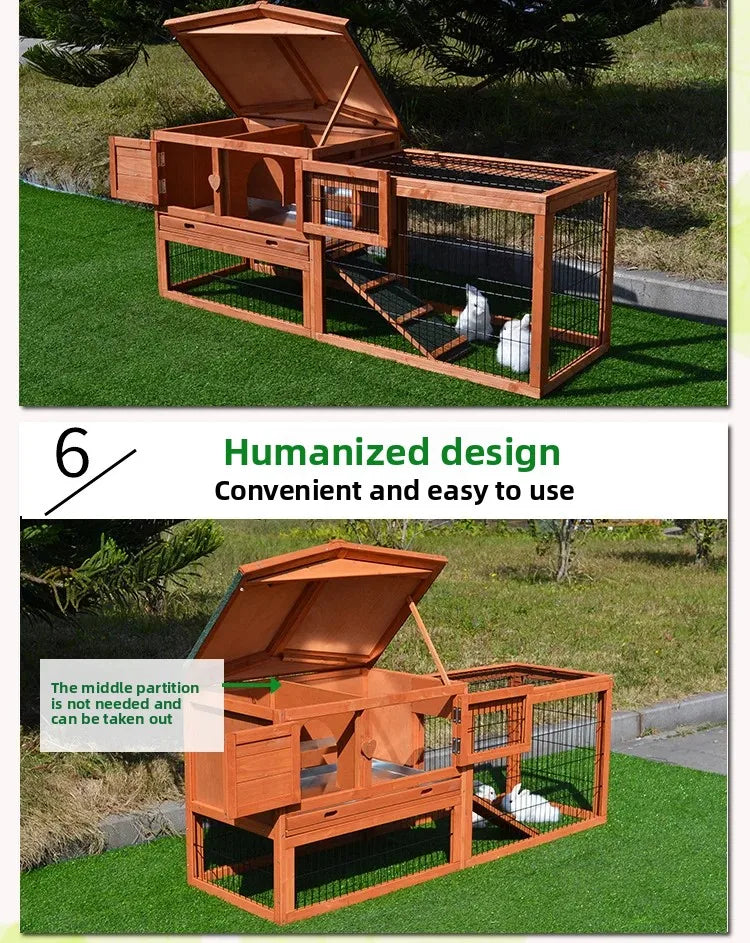 Rabbit Cage Large Size Rabbit Hutch House Breeding Cage Home Tent Villa Rainproof Antiseptic Yard Balcony Double Garden
