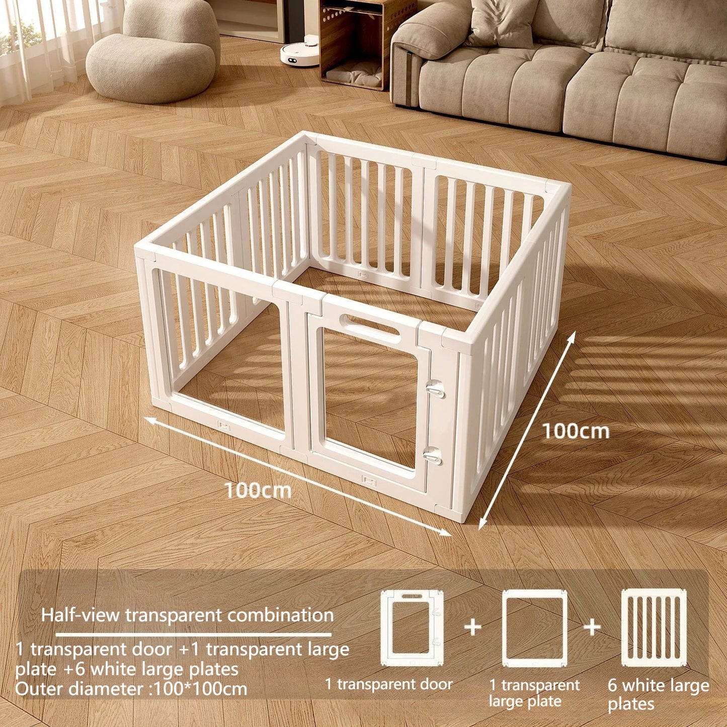 DIY Free Combination Dog Fence Transparent Indoor Acrylic Dog Playpen Splicing Isolation Pet Fences Household Small Enclosure