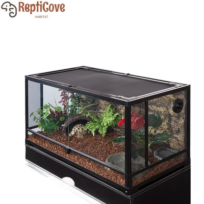 Glass Insulated Reptile Tank for Turtle Tortoise Lizard and Chameleon,Crawling Pet Breeding Box with Heat Retention Structure