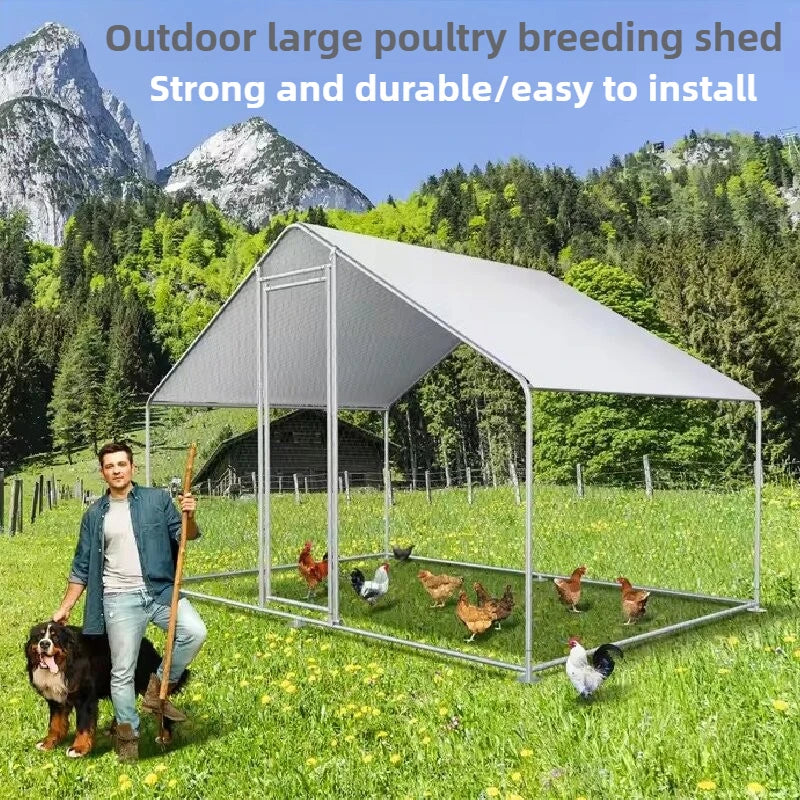 Outdoor Large Chicken Cages Poultry Thickened Galvanized Pipes Duck Sheds Farms Poultry Cages Rain Sun Protection Cover Backyard