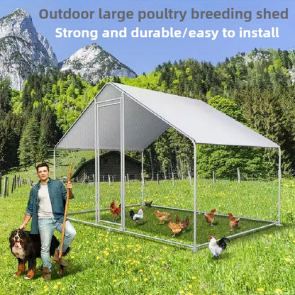 Outdoor Large Chicken Cages Poultry Thickened Galvanized Pipes Duck Sheds Farms Poultry Cages Rain Sun Protection Cover Backyard