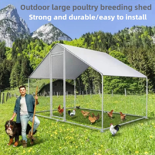 Outdoor Large Chicken Cages Poultry Thickened Galvanized Pipes Duck Sheds Farms Poultry Cages Rain Sun Protection Cover Backyard