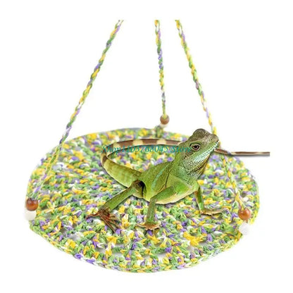 R53F Handwoven Hammock for Bearded Dragons Geckos Lizards Snake Birds Habitat Climbing Bed with Beads