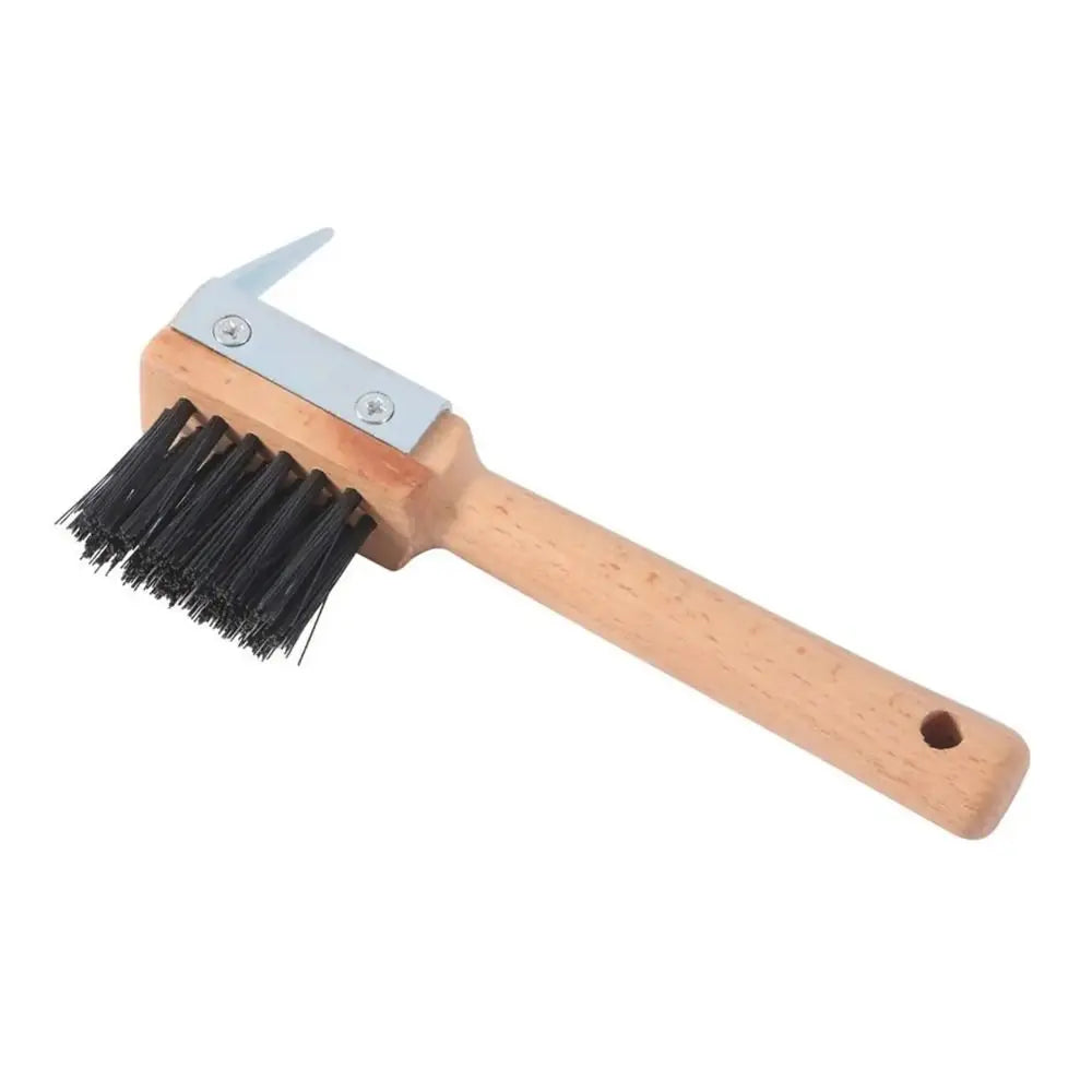 Wooden Handle Horses Hoof Pick Grooming Brush Farming Tools Hoof Cleaning Brush Trimming Stainless Steel Horses Grooming Pick