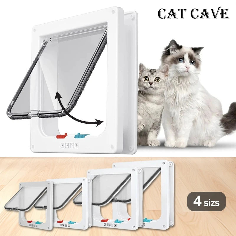 1 set, four-way safety lock flip door | weatherproof PVC pet door, suitable for cats and dogs, cat doors, dog doors