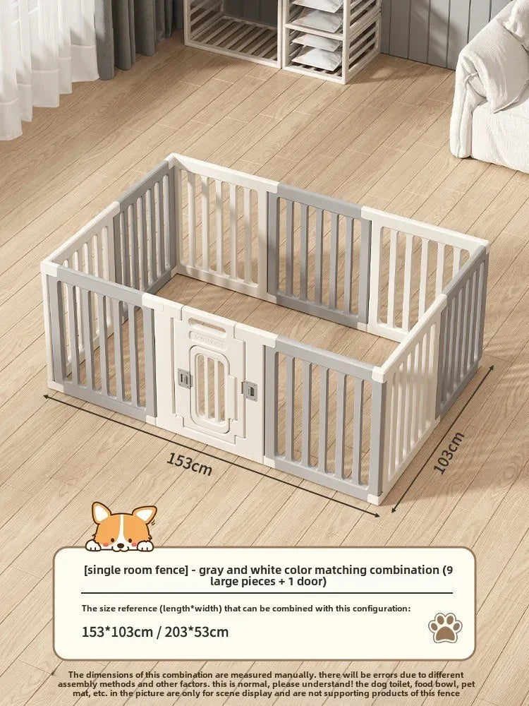 Gray and white color dog fence, foldable pet guardrail combination, small and medium-sized dog cage, indoor isolation fence