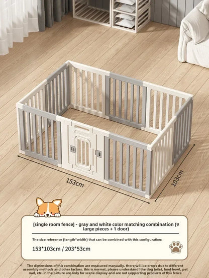 Gray and white color dog fence, foldable pet guardrail combination, small and medium-sized dog cage, indoor isolation fence