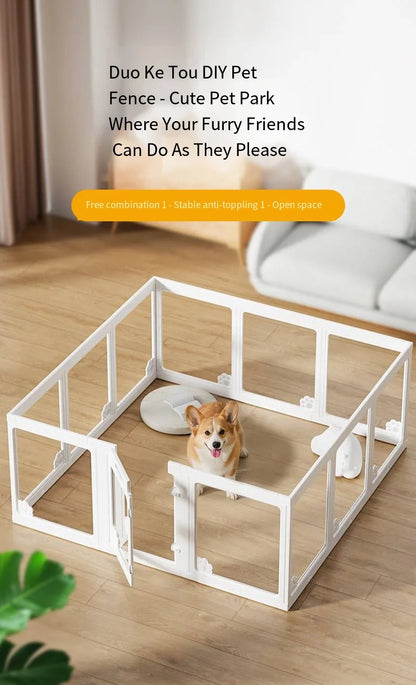 Dog enclosure Indoor panoramic transparent stitched isolation fence Visible pet cage Small dog safety cage Teddy Pomeranian