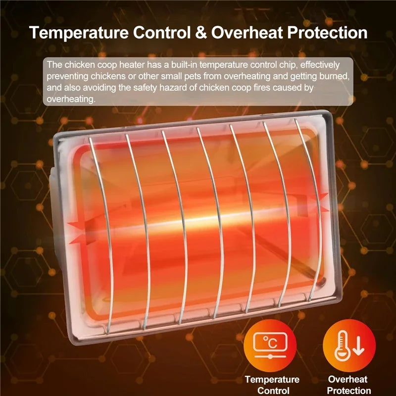 Poultry Heating Lamp 250W Constant Temperature Reptiles Animals Chicken Coop Heater Lamps Pet Heating Breeding Equipment