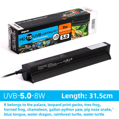 T5 Reptile Light Fixture 8W Reptile Terrarium Hood 5.0/10.0 UVB Light Bulb Fluorescent Tube for Bearded Dragon Lizards Tortoises