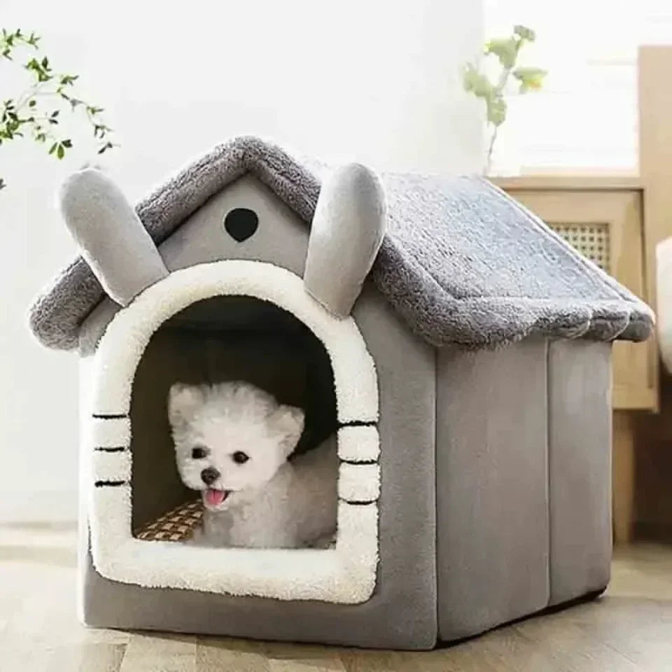 Plush Dog House Soft Pet Bed Warm Dog Cat Nest Removable Four Season Universal Cushion Puppy Cave House Household Pet Supplies