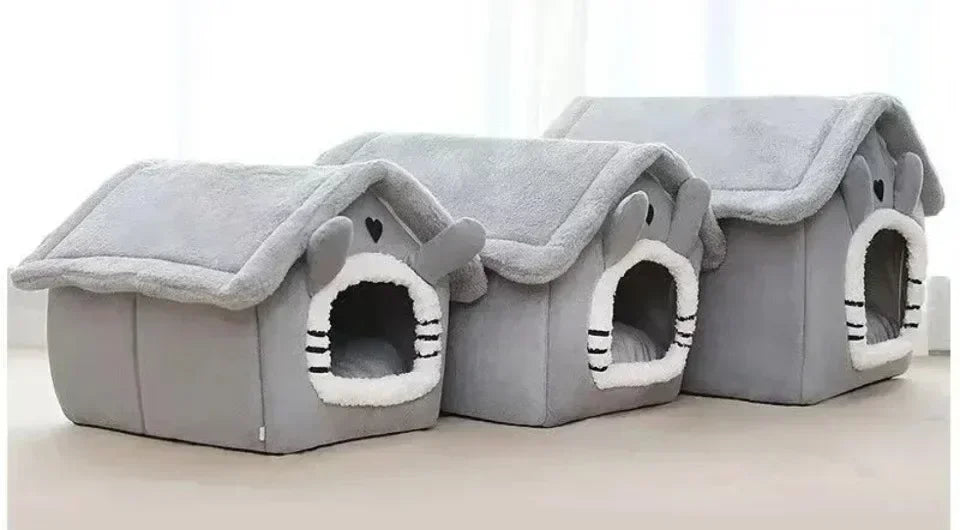 Plush Dog House Soft Pet Bed Warm Dog Cat Nest Removable Four Season Universal Cushion Puppy Cave House Household Pet Supplies