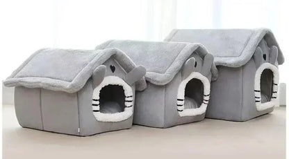 Plush Dog House Soft Pet Bed Warm Dog Cat Nest Removable Four Season Universal Cushion Puppy Cave House Household Pet Supplies