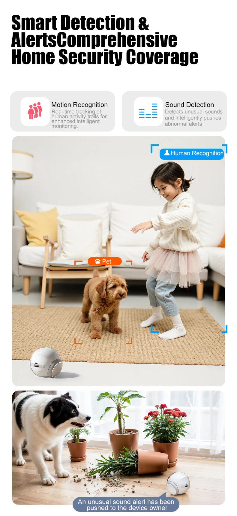 Famue Smart Robot Camera 5G WiFi HD 2K Camera Pet Tracking Laser Indicator TUYA Pet Camera Auto Charging Auto Obstacle Avoidance