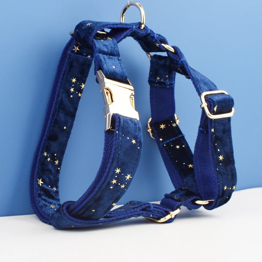 Luxury Fashion Pet Accessories Custom Design Logo Black Bottom Flower Sublimation Dog Collar Leashes Harness Bow Set Star01