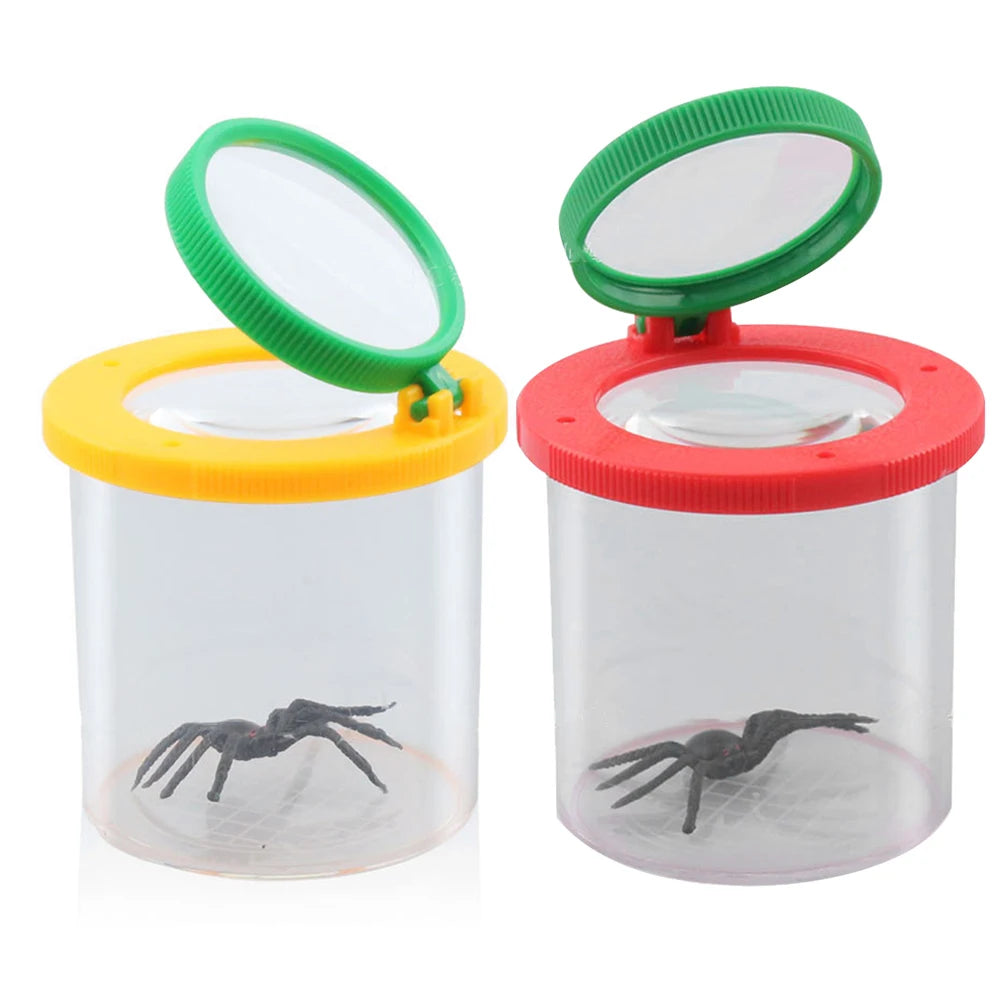 Portable Children Crawlers Animal Spider Insect Box 3X 6X Magnifying Glass Insect Cage Bug Jar for Science Nature Exploration