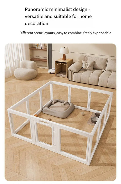 Dog enclosure Indoor panoramic transparent stitched isolation fence Visible pet cage Small dog safety cage Teddy Pomeranian