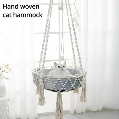 Pet Cat Hammock Swing Bed Bohemian Handwoven Tapestry Cotton Macrame For Home Bedroom Decoration Wall Hanging Without Mat