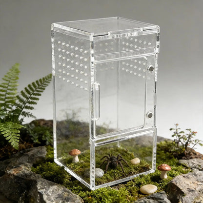 Spider Enclosure Clear Acrylic Reptile Box with Vent Sliding Lid Cage for Jumping Spider Tortoise Snake Gecko Crab Habitat
