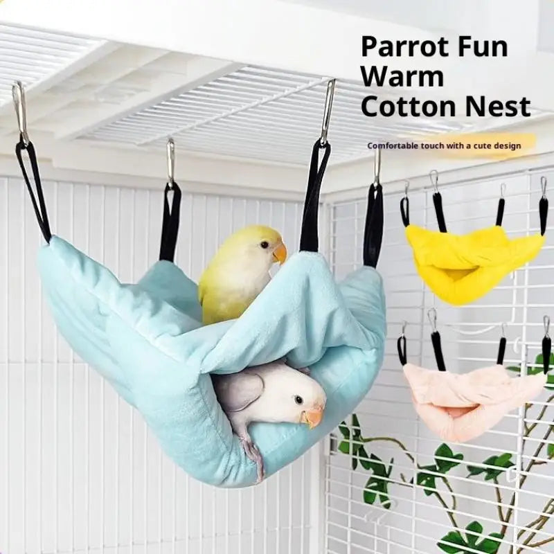 Pet Bird Parrot Hangable Cages Warm Hammock Hut Tent Warm Durable Wear-resistant Hanging Cave Sleeping Hatching Cage Decoration