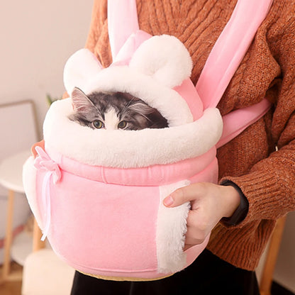 Winter Warm Cat Backpack Soft Cozy Cute Plush Pets Cage All In 1 Style Cat Bag Carrier Bag For Outdoor Travel Pet Accessories