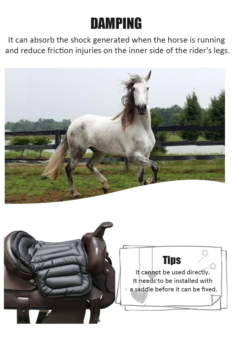 Horse Riding Saddle Pad artificial leather Shock Soft Equestrian Seat Pad Western Long Saddle Cushion Motorcycle Seat Cushion