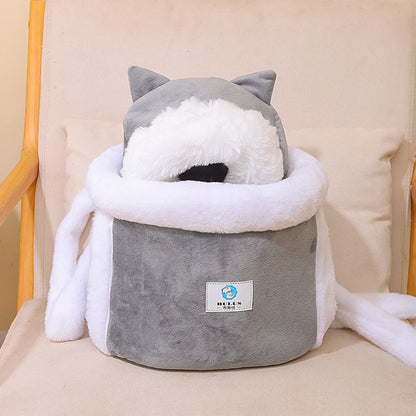Winter Warm Cat Backpack Soft Cozy Cute Plush Pets Cage All In 1 Style Cat Bag Carrier Bag For Outdoor Travel Pet Accessories