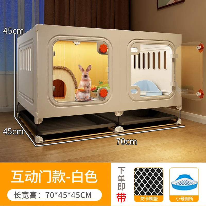 ZQ Rabbit cage Rabbit cage with toilet Rabbit  Household large guinea pig guinea pig Ornamental villa plastic